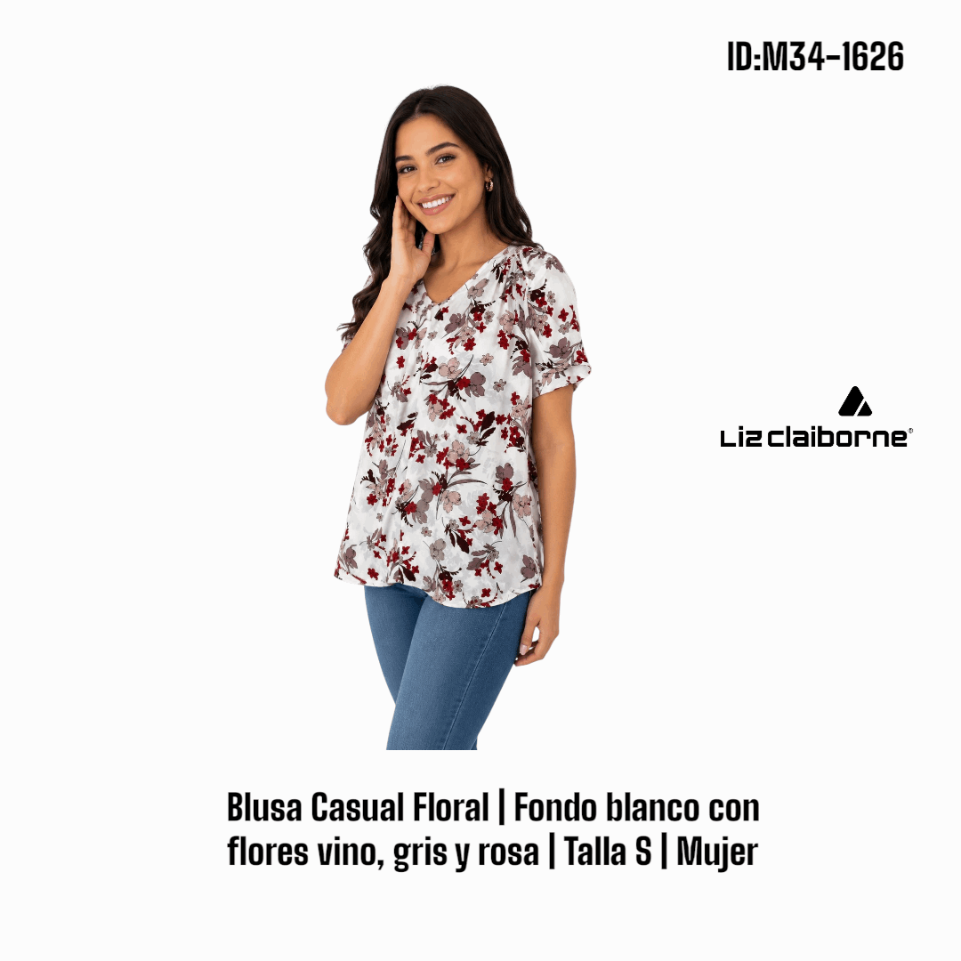 Blusa Liz Claiborne Floral Beige / Floreado Talla M Mujer Blusa Liz Claiborne Floral Beige / Floreado talla M Mujer