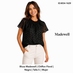 Blusa Madewell Chiffon Floral Negro talla S Mujer