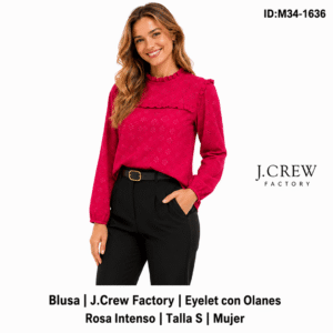 Blusa J.Crew Factory Manga Larga Rosa talla S Mujer