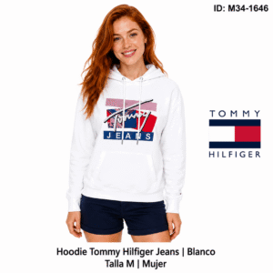 Sudadera Tommy Hilfiger Logo Gráfico Jeans Blanco talla M Mujer