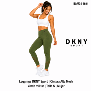 Leggins DKNY Mesh Army Verde Olivo talla S Mujer