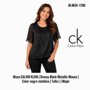 Blusa Calvin Klein Metalico Negro talla L Mujer