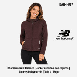 Chamarra New Balance Con Capucha Guinda talla L Mujer