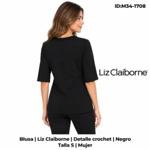 Blusa Liz Claiborne Crochet Negro talla S Mujer detalle del producto