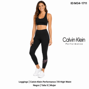 Leggins Calvin Klein Logo Rosa 7/8 Negro talla S Mujer