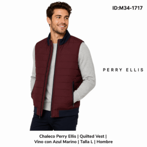 Chaleco Perry Ellis Quilted Guinda talla L Hombre