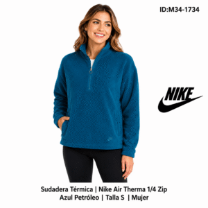Sudadera Nike Air Therma 1/4 zip Azul Petróleo talla S Mujer
