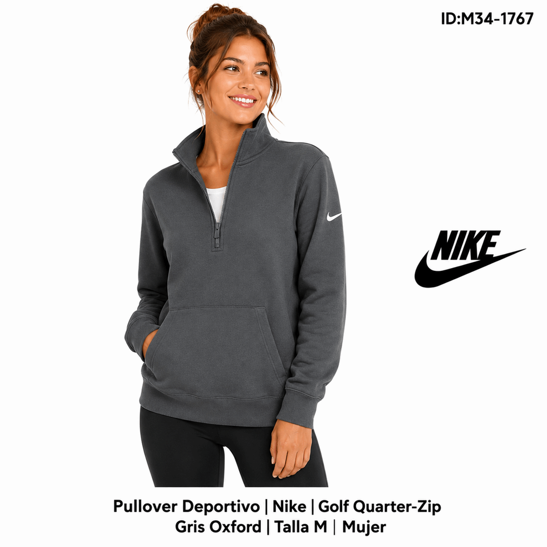 Pullover Nike Deportivo 1/4 Zip Gris Talla M Mujer Pullover Nike Deportivo 1/4 Zip Gris talla M Mujer