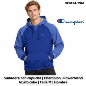 Sudadera Champion Powerblend Azul Bicolor talla M Hombre